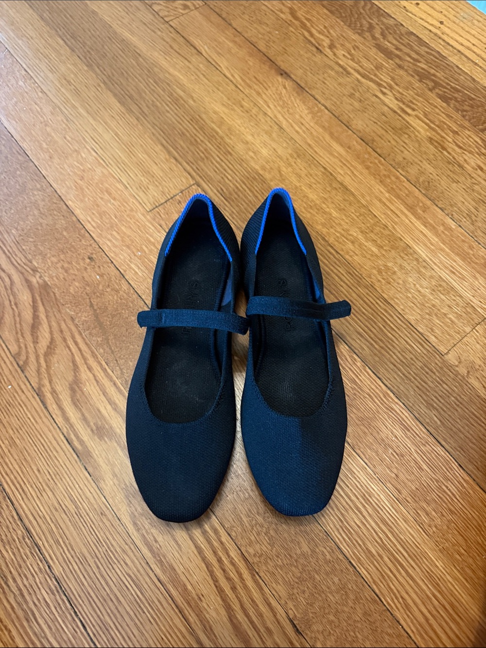 Rothy’s Women’s Black Mary Jane Flats with Blue Trim